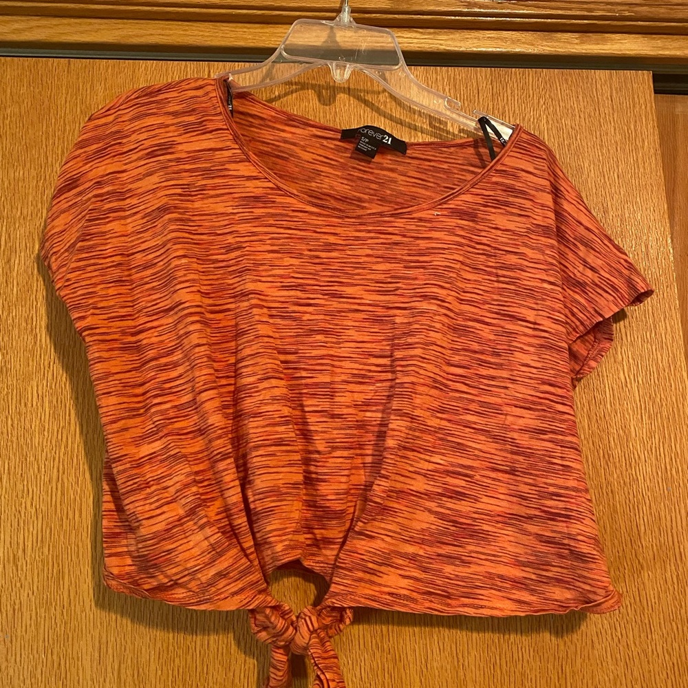 Tie front orange shirt